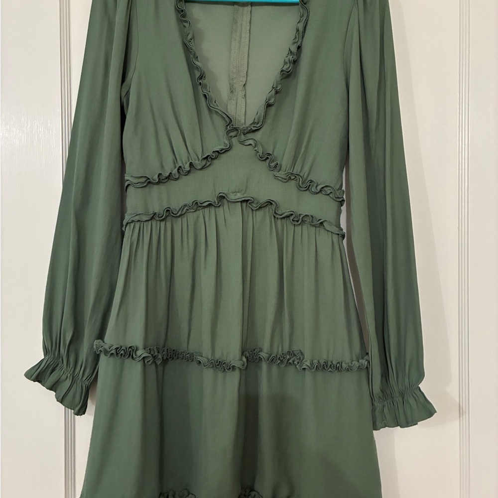 Elegant Green Ruffle Dress